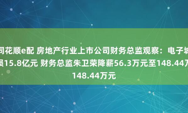同花顺e配 房地产行业上市公司财务总监观察：电子城亏损15.8亿元 财务总监朱卫荣降薪56.3万元至148.44万元