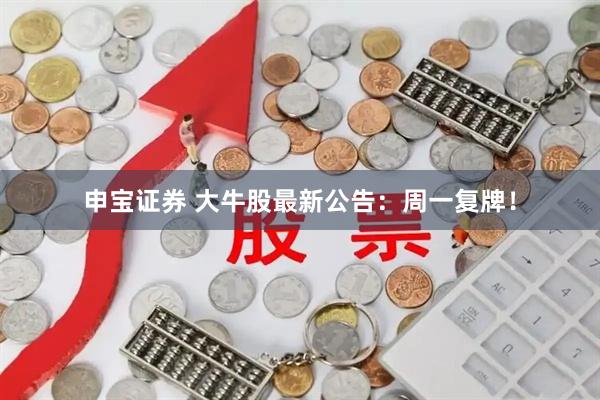 申宝证券 大牛股最新公告：周一复牌！